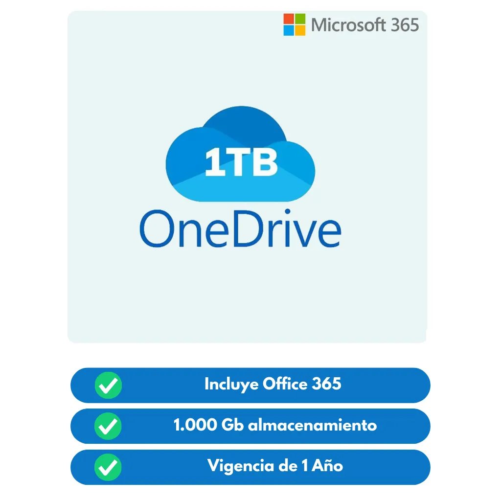 Onedrive 1 Tb 1 año + Office 365