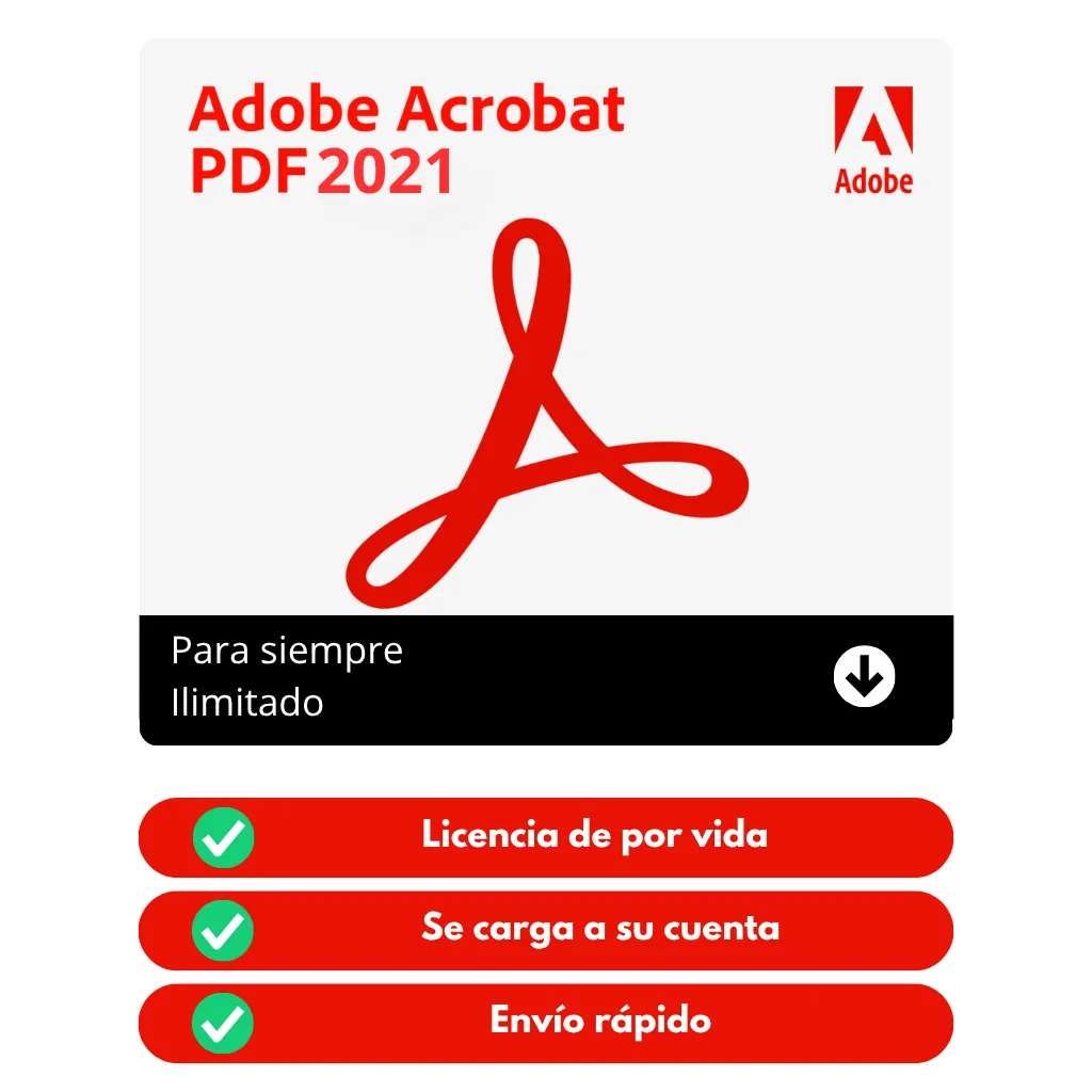 Adobe Acrobat 2021 - Licencia permanente - Pago único - 1 PC o Mac - Sin mensualidades